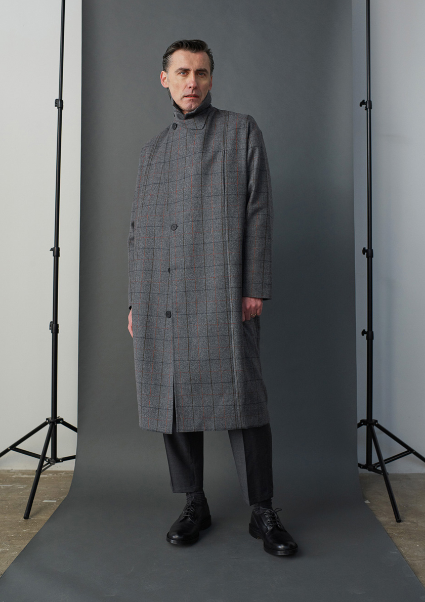 STUDIO NICHOLSON “WINDOWPANE CHECK WOOL OVERCOAT” | MAIDENS SHOP ...