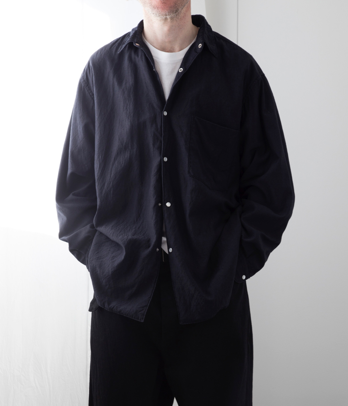 【19AW】comoli ナイロンシルク中綿 シャツジャケット サイズ 3