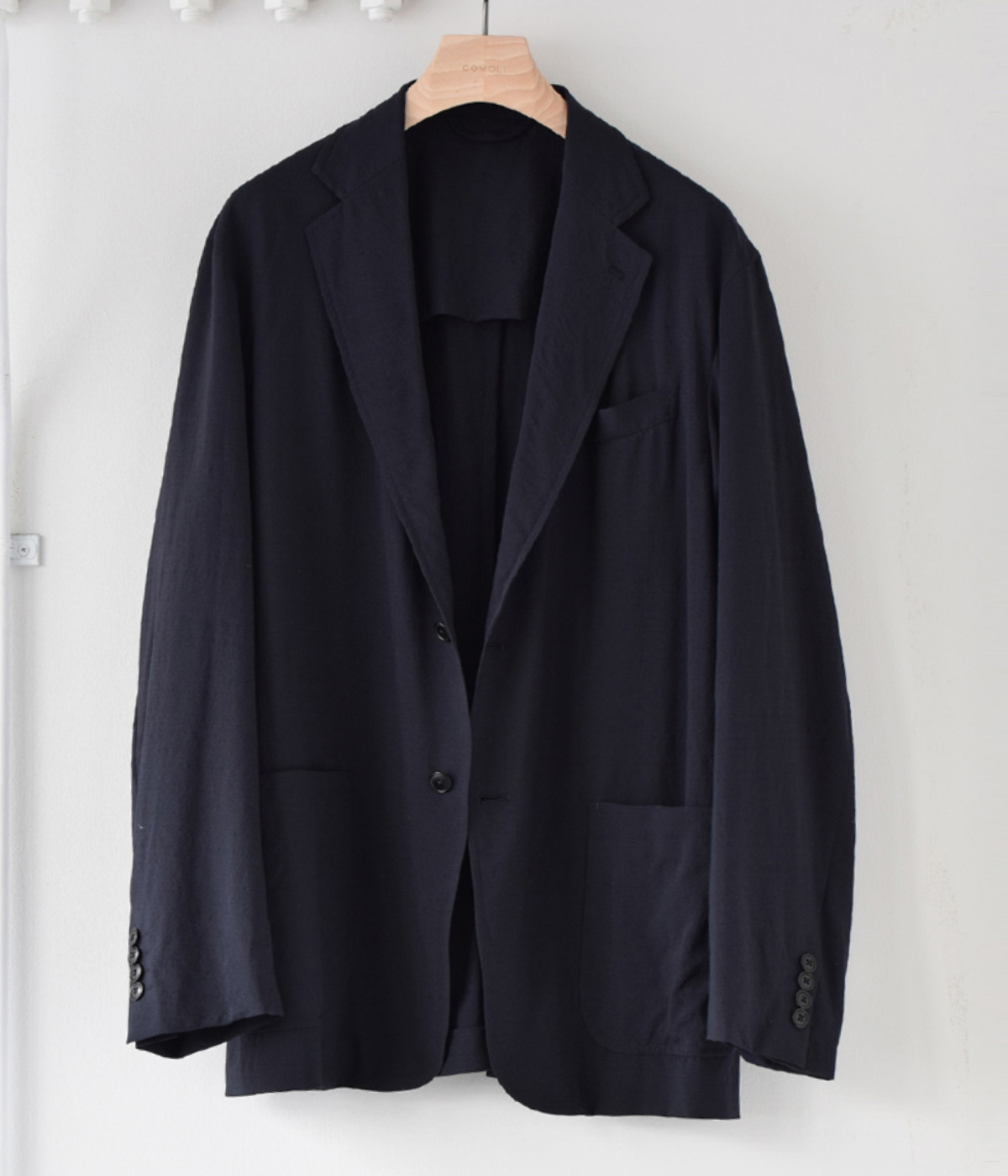 comoli 21ss シルクジャケット navy サイズ2