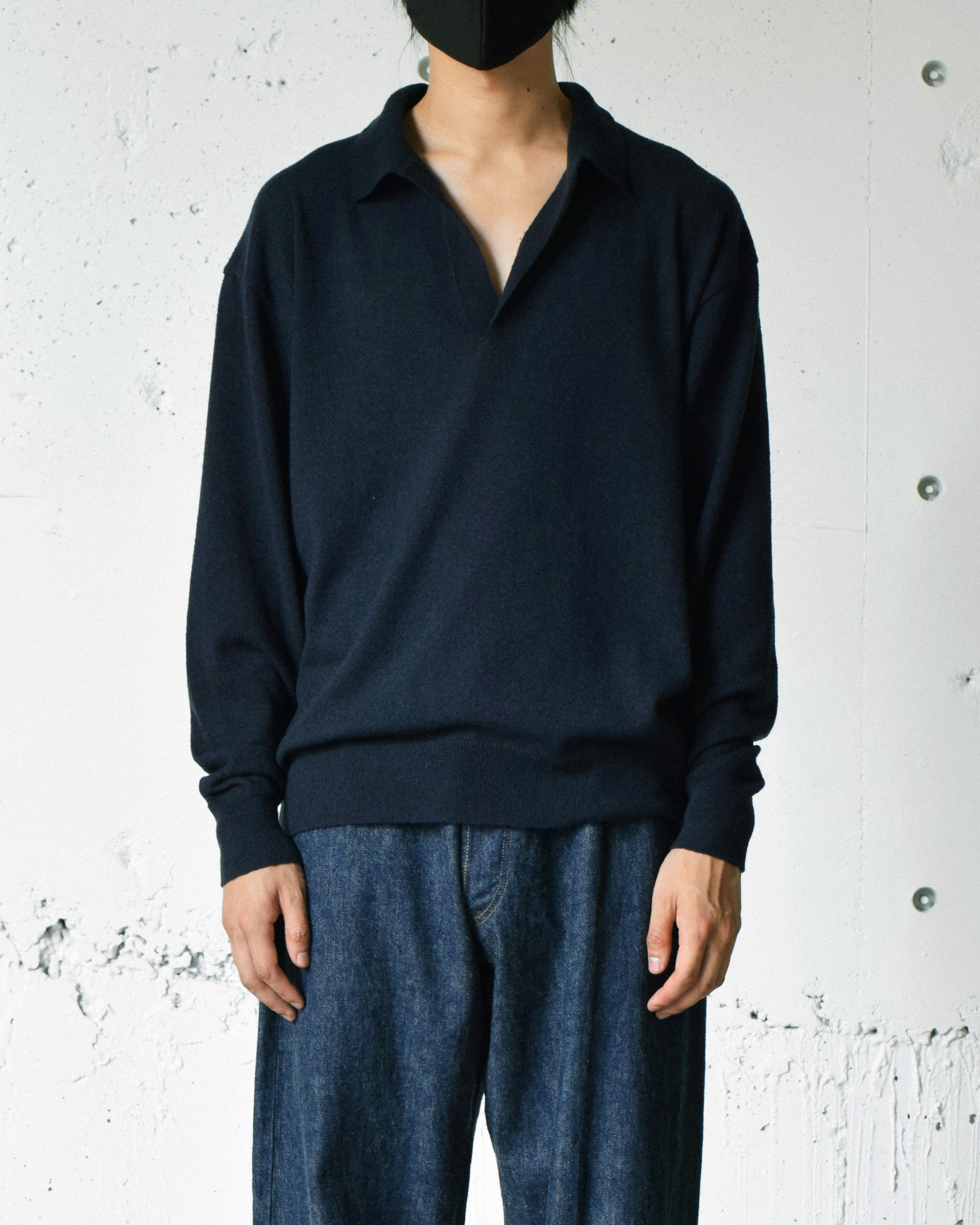 カシミヤシルクメッシュニットCOMOLI 22ss カシミヤシルクメッシュニット charcoal